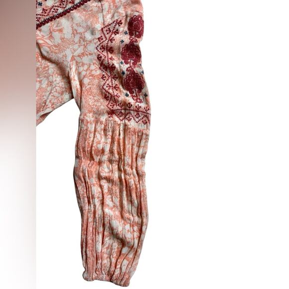 Anthropologie Claudia Embroidered babydoll tunic peach size medium boho casual - Picture 5 of 9